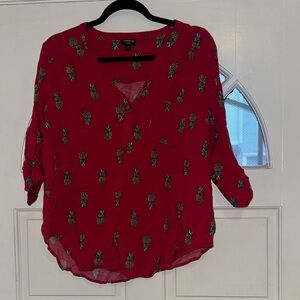 Pink Pineapple Print Women's Top